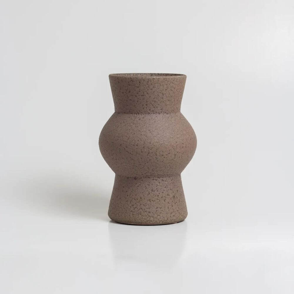 Melas Glazed Brown Vase - Handmade