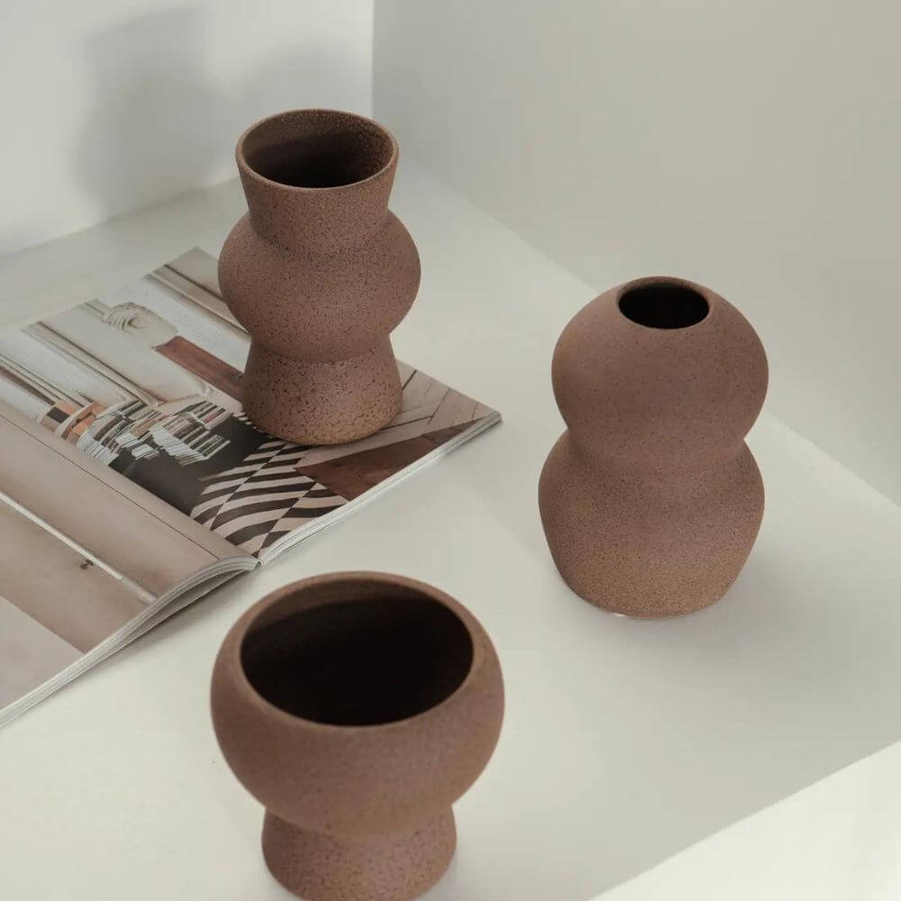 Melas Glazed Brown Vase - Handmade