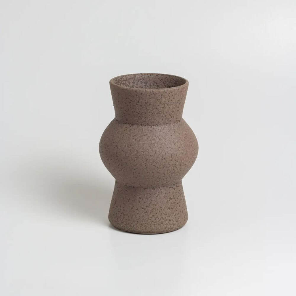 Melas Glazed Brown Vase - Handmade