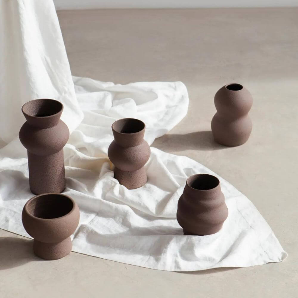Melas Glazed Brown Vase - Handmade