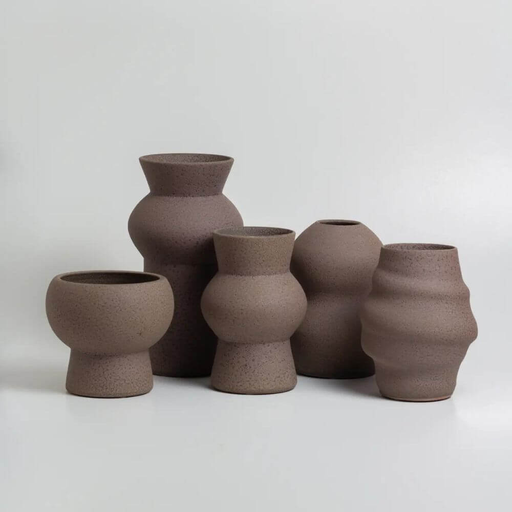 Melas Glazed Brown Vase - Handmade