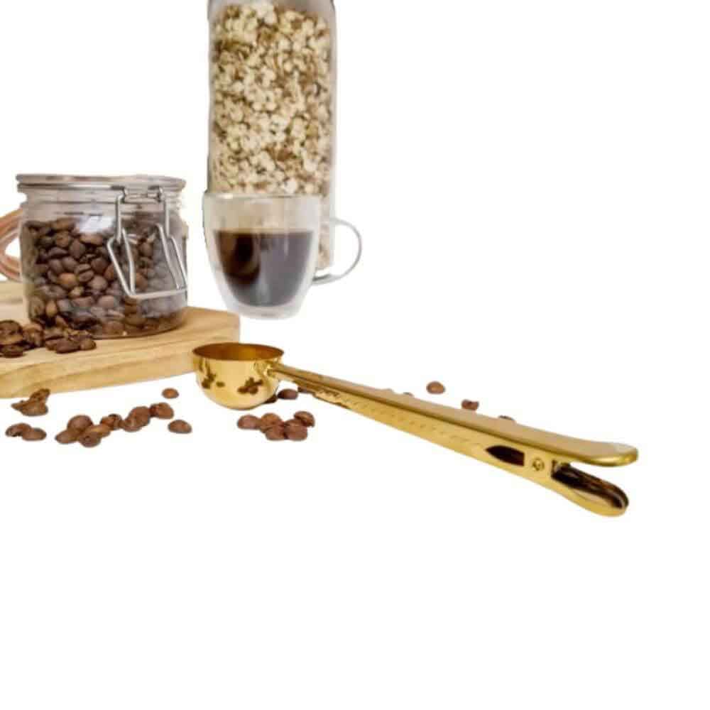 Gold Coffee Scoop With Clip