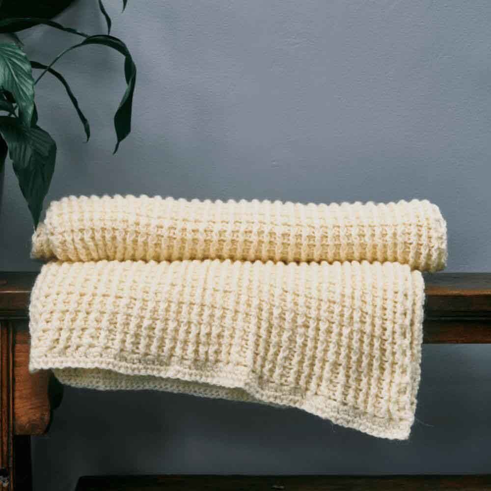 Handmade Cream Chunky Knit Throw