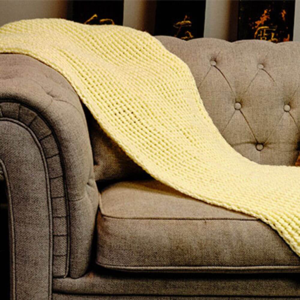 Handmade Cream Chunky Knit Throw