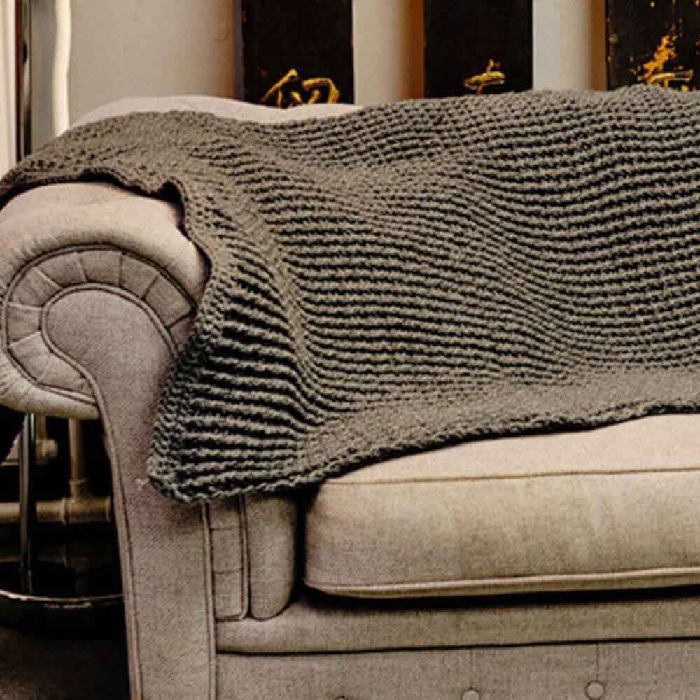 Handmade Dark Grey Chunky Knit Throw
