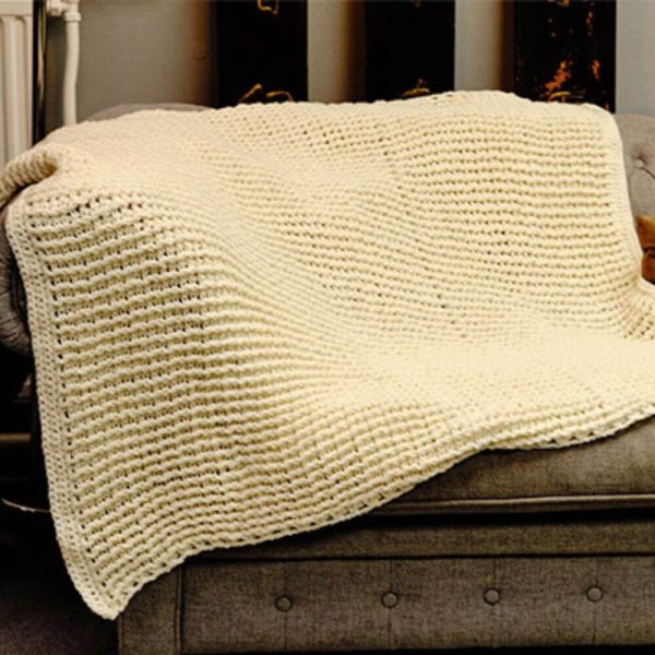 Handmade Ecru Chunky Knit Throw