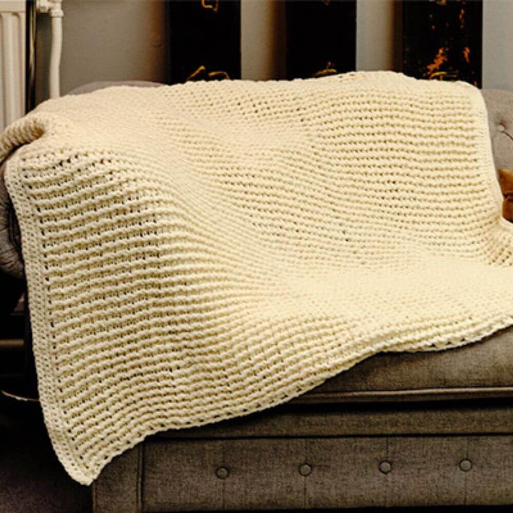 Handmade Ecru Chunky Knit Throw