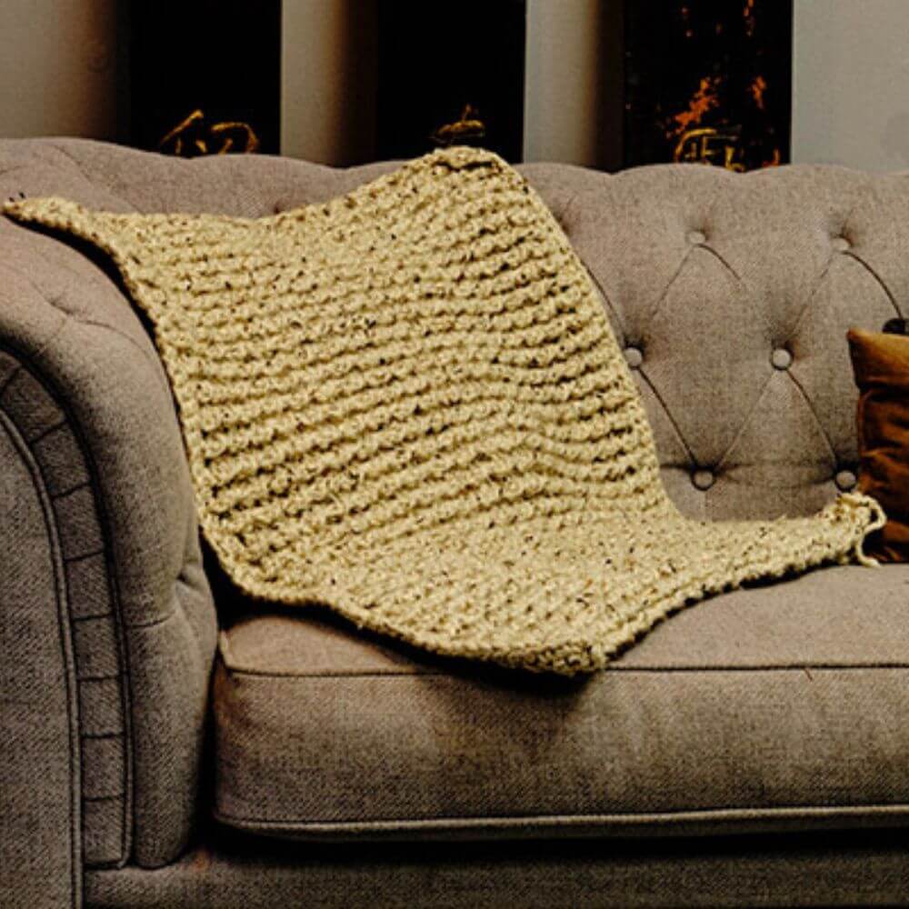 Handmade Latte Chunky Knit Throw