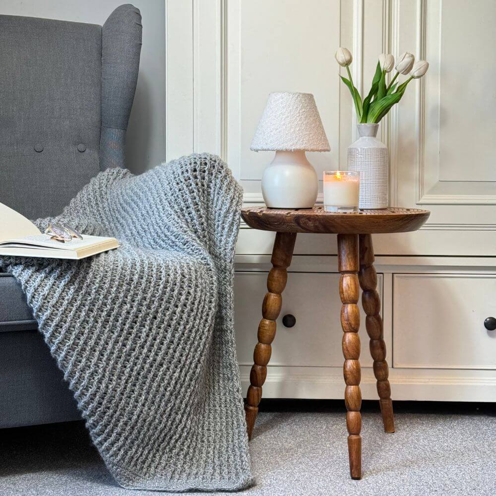 Handmade Dark Grey Chunky Knit Throw