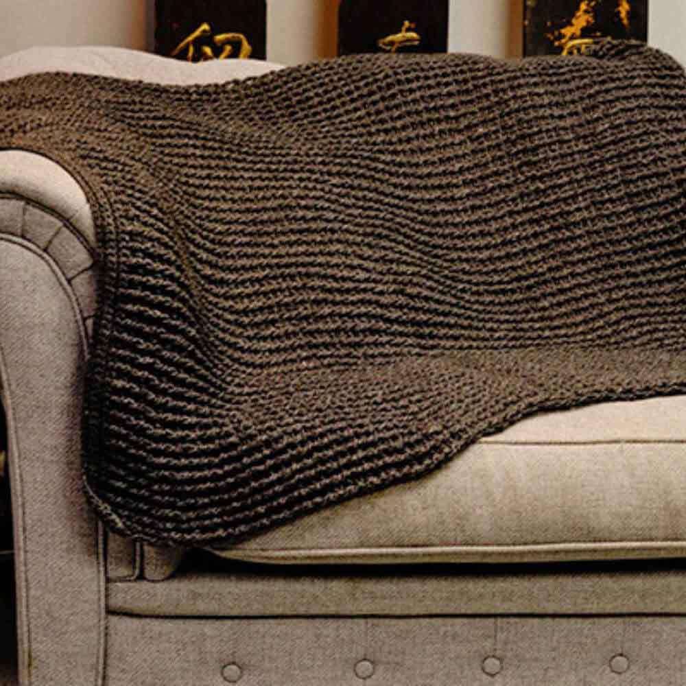Handmade Charcoal Small Chunky Knit Throw