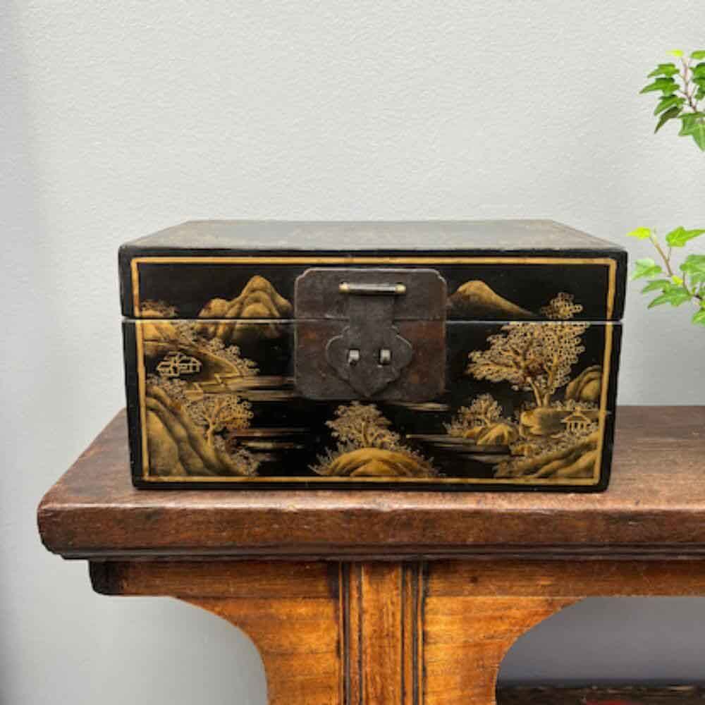 Gold Painted Vintage Chinese Hardwood Case
