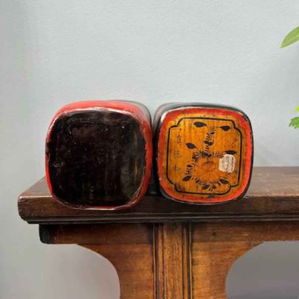 Vintage Chinese Lacquered Leather Opium Pillow