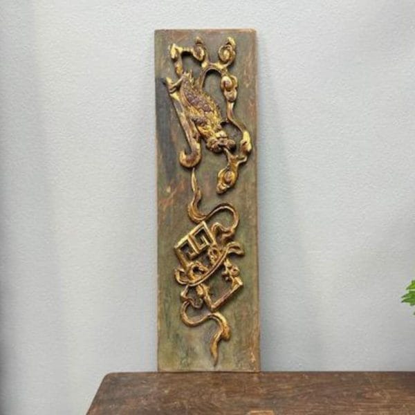 Large Vintage Chinese Wooden Wall Plaque