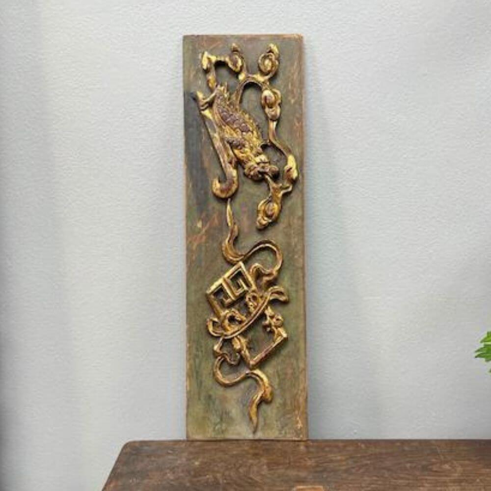 Large Vintage Chinese Wooden Wall Plaque