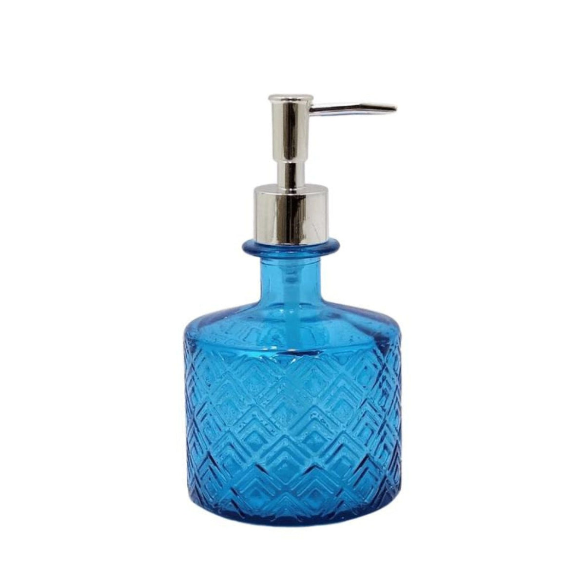 Short Recycled Glass Soap Dispenser - Topaz Blue