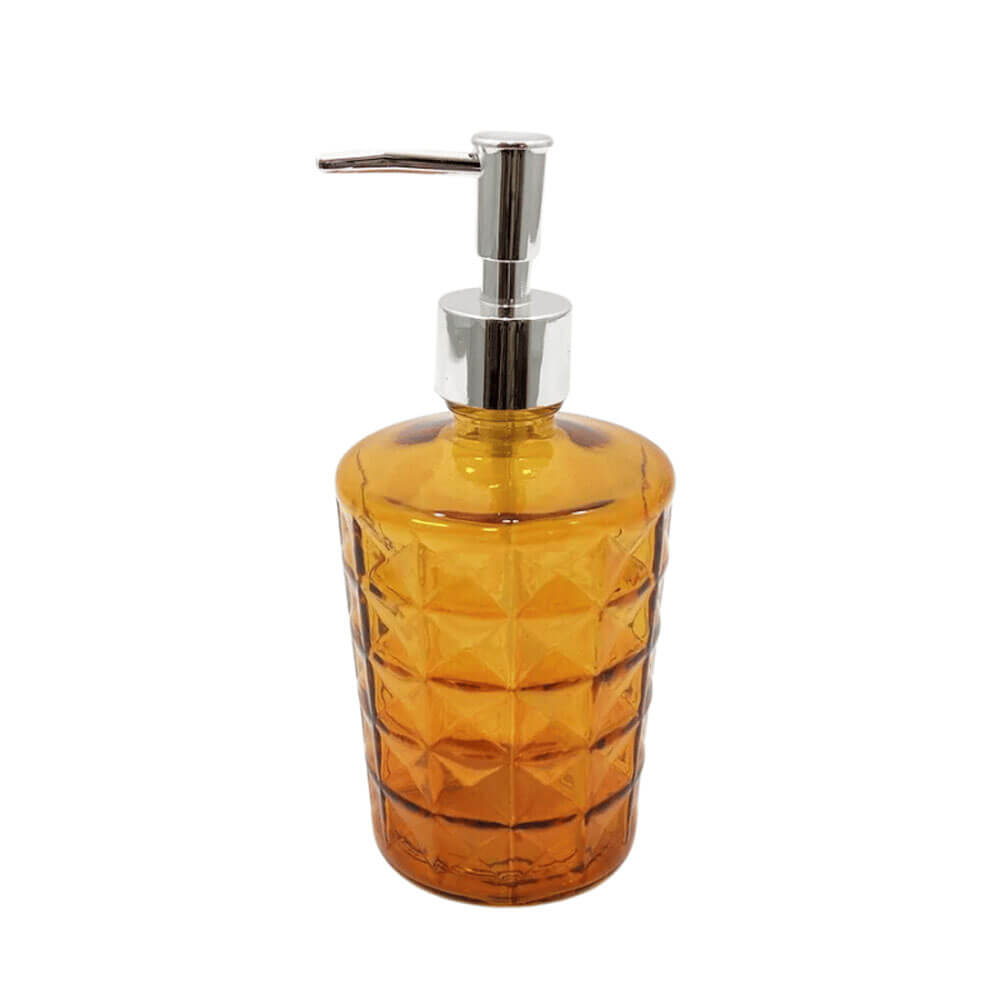 Tall Recycled Glass Soap Dispenser - Amber