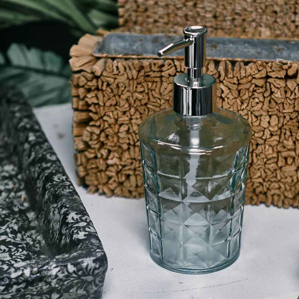 Tall Recycled Glass Soap Dispenser - Clear