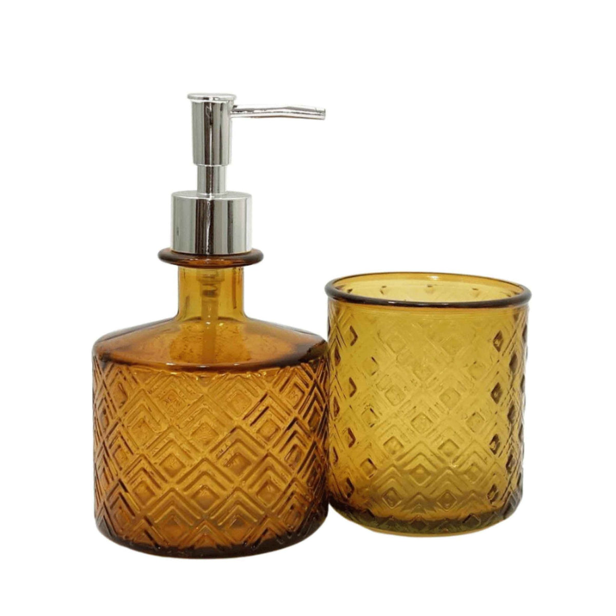 Recycled Glass Bathroom Accessory Set - Amber
