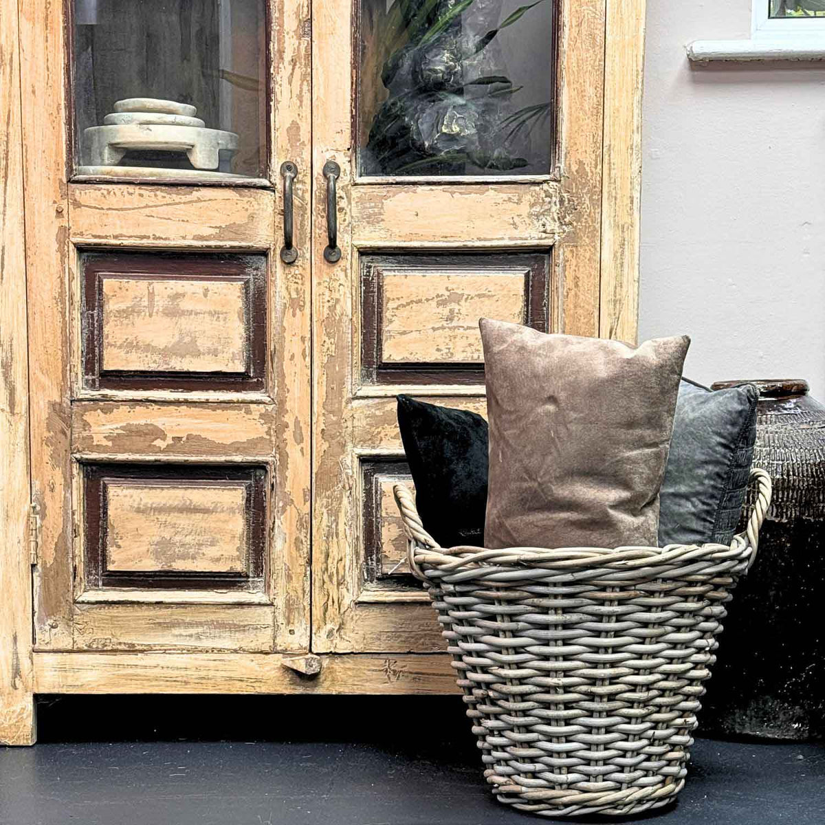 Vintage Tall Hand Woven Wicker Basket