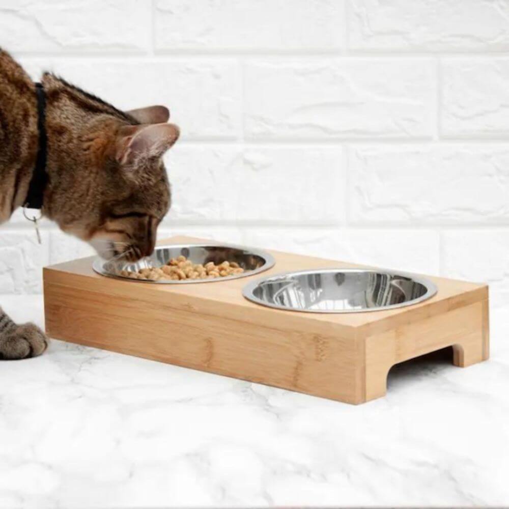 Bamboo Pet Bowl Set