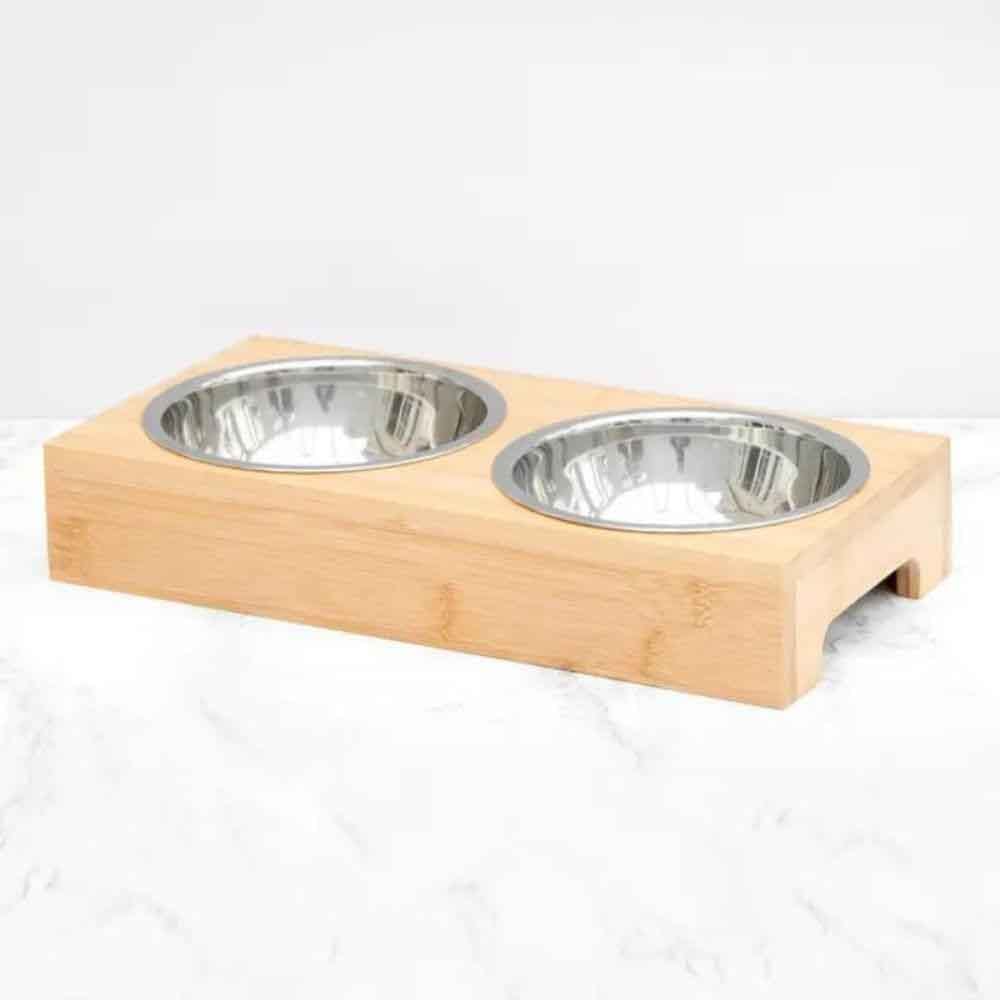 Bamboo Pet Bowl Set