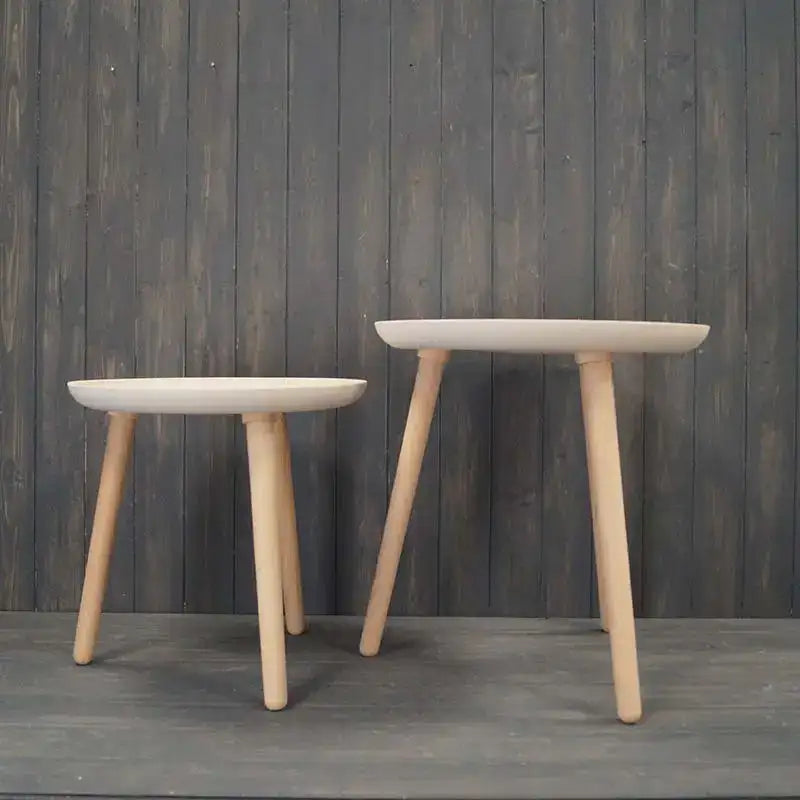 Set of Two Earthy Oatmeal Chaff Side Tables