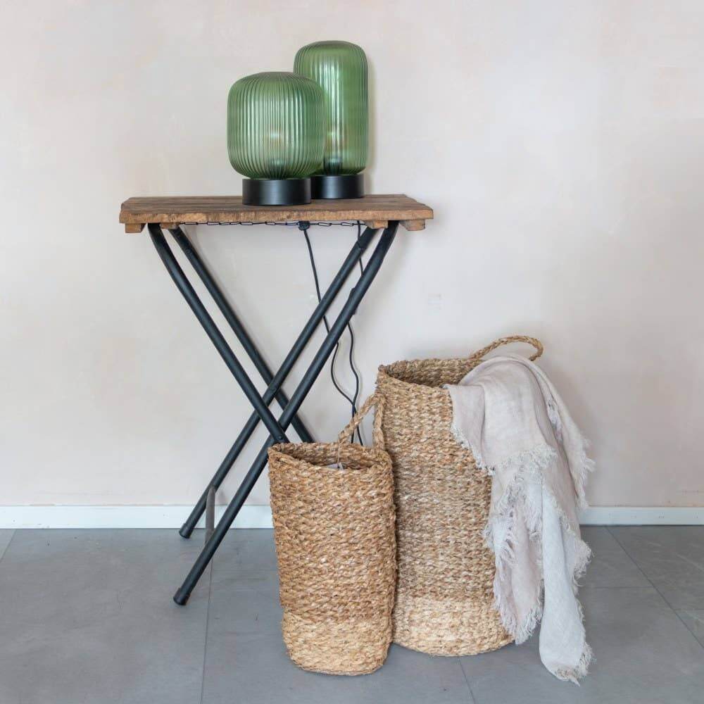 Side Table Wood Picnic Foldable Iron X Legs