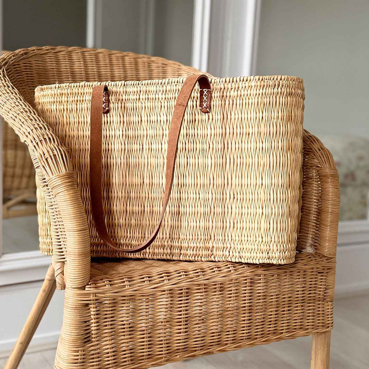 Beach Ready Straw Basket Bag