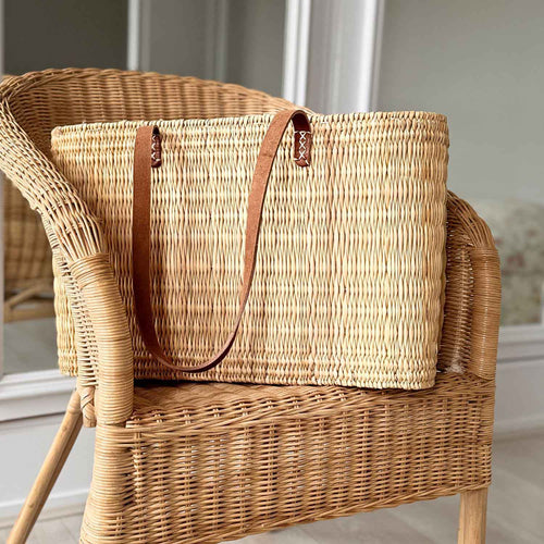 Beach Ready Straw Basket Bag