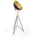 Black and Brass Large Tripod Floor Lamp