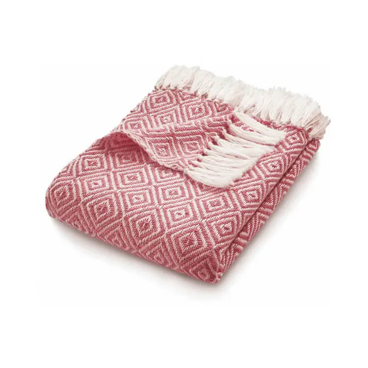Hug Rug Woven Diamond Throw - Coral Pink