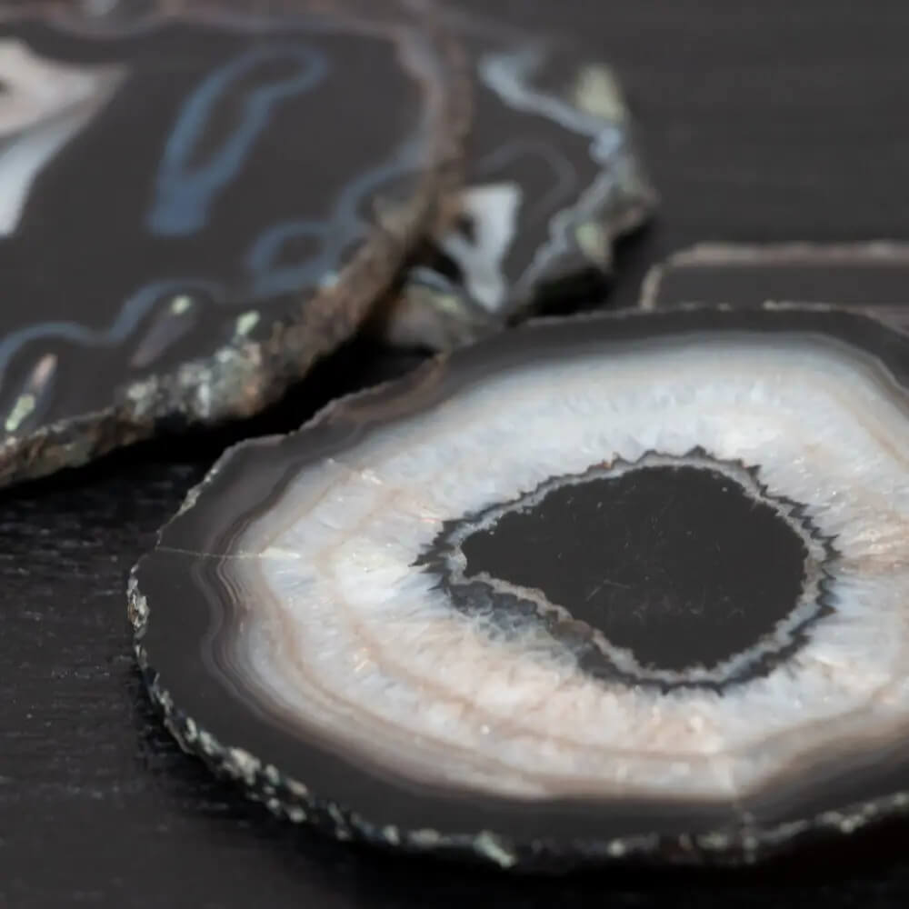 Coaster Black Agate Stone - 4 Set