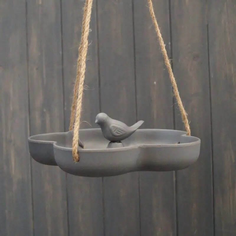 Earthy Anthracite Bamboo Hanging Bird Bath/Feeder