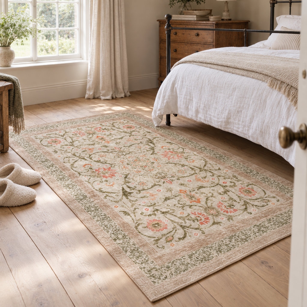 Hug Rug Country Paisley washable rug in a country bedroom
