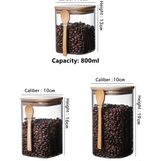 Kitchen Storage Box with Bamboo Lid & Spoon