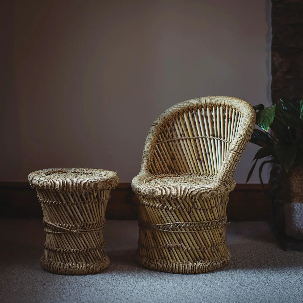 Cane and Jute Stool