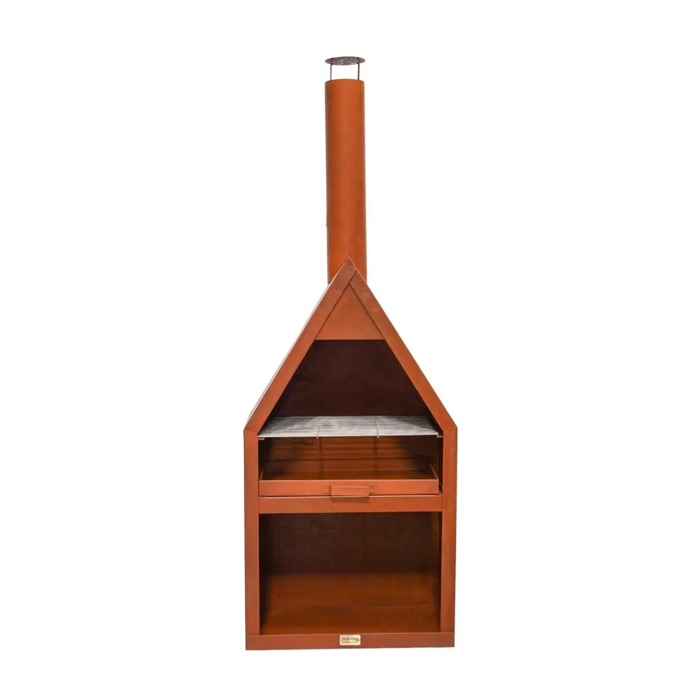 Outdoor Henley Metal Fireplace with Grill Iron