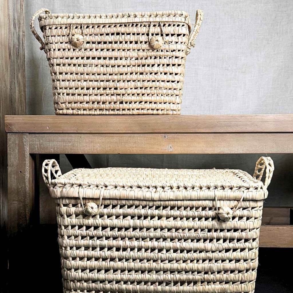 Palm Leaf Wicker Storage Chest - Extra Large