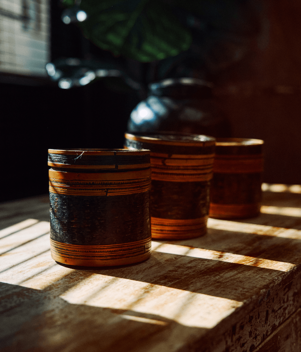 Vintage Chinese Bamboo Storage Pots