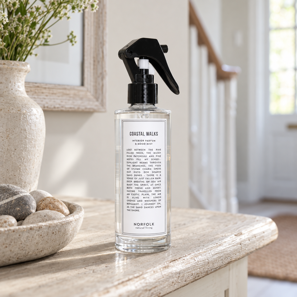 Norfolk Natural Living Coastal Walks interior parfum and mood mist on a hall console