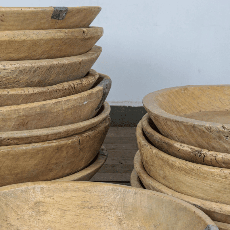 Vintage Large Bleached Wooden Bowl