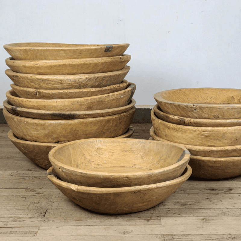 Vintage Large Bleached Wooden Bowl
