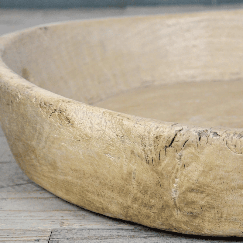 Vintage Large Bleached Wooden Bowl