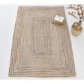 White Rectangle Jute Braided Rug||||