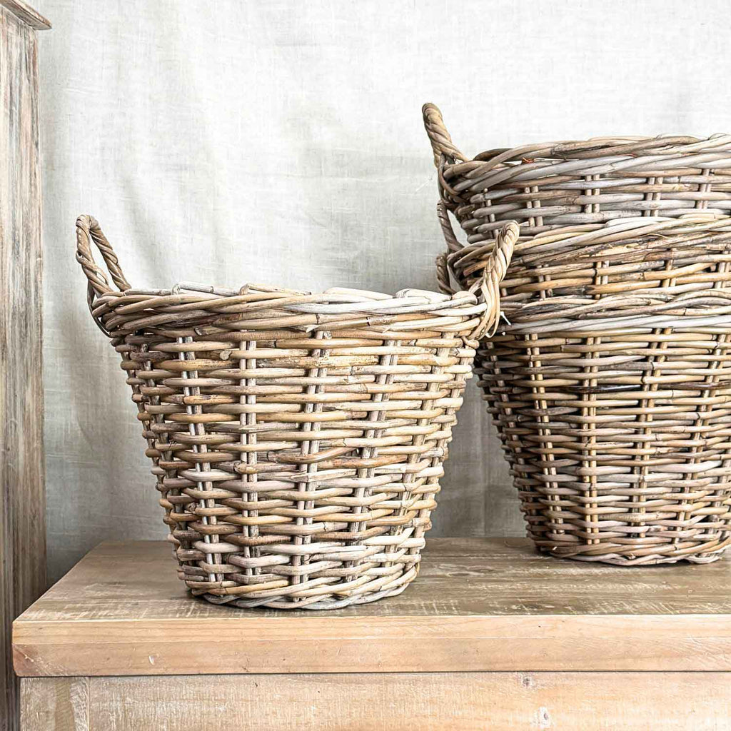 Vintage Tall Hand Woven Wicker Basket