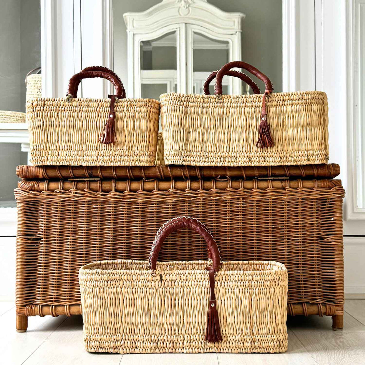 Woven Reed Baskets - Large